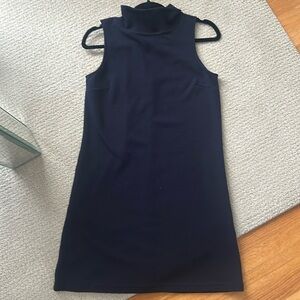 Navy A Line mock neck shift dress